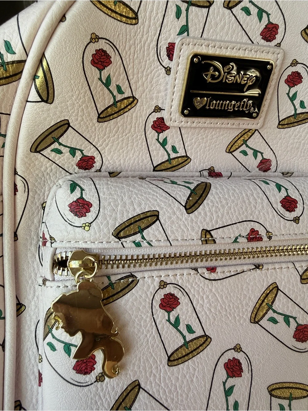 Disney Loungefly Pink Beauty and the Beast Rose Dome Mini Backpack